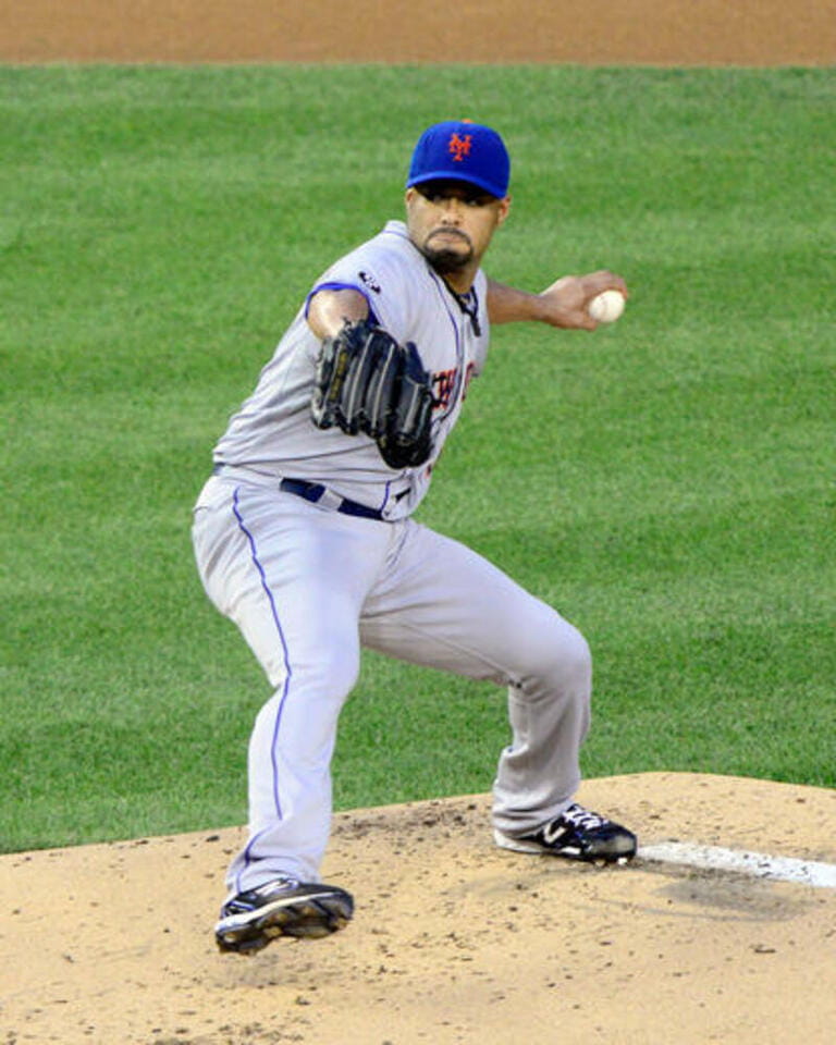 New York Mets pitcher Johan Santana (57) works in the first inning against the Washington Nationals at Nationals Park in Washington, D.C