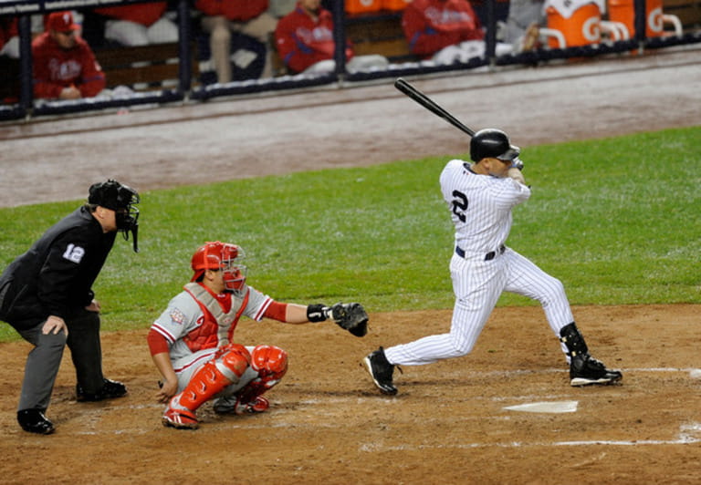 Derek Jeter #2 of the New York Yankees bats against the Philadelphia Phillies in Game One of the 2009 World Series Derek Jeter #2 of the New York Yankees bats against the Philadelphia Phillies in Game One of the 2009 World Series
