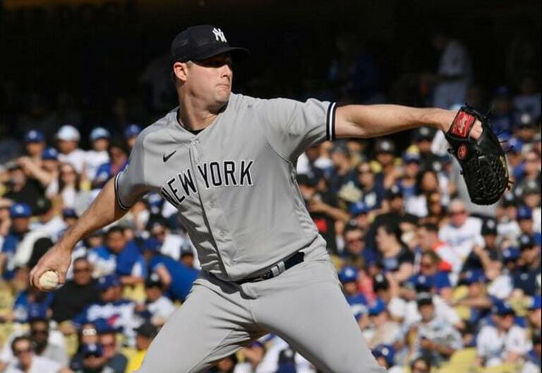 Los Angeles, United States. 03rd June, 2023. New York Yankees starting pitcher Gerrit Cole winds up to deliver during the fourth inning against the Los Angeles Dodgers at Dodger Stadium in Los Angeles on Saturday, June 3, 2023. Photo by Jim Ruymen/UPI Credit: UPI/Alamy Live News Los Angeles, United States. 03rd June, 2023. New York Yankees starting pitcher Gerrit Cole winds up to deliver during the fourth inning against the Los Angeles Dodgers at Dodger Stadium in Los Angeles on Saturday, June 3, 2023. Photo by Jim Ruymen/UPI Credit: UPI/Alamy Live News